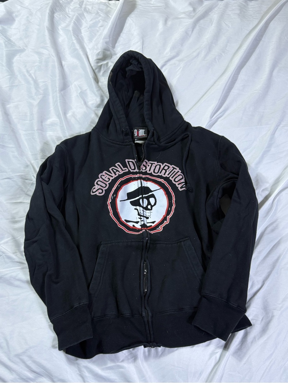 Vintage Social Distortion Giant Black Zip-Up Hoodie